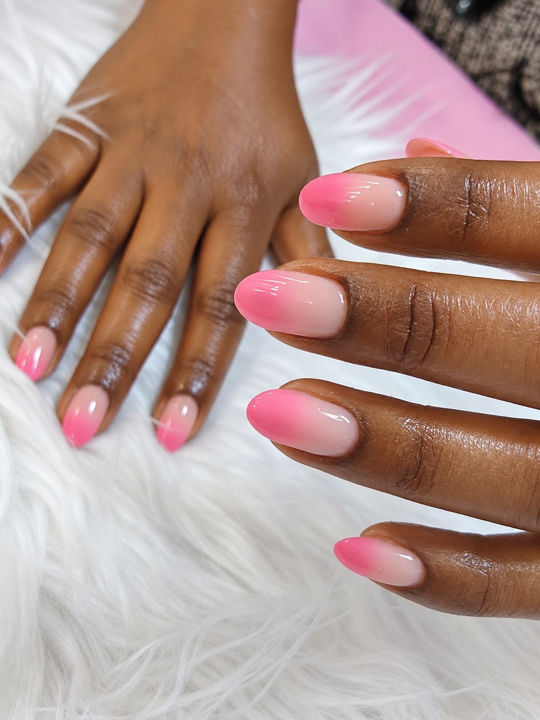 Pink gel nails at Indulge nail salon Fourways